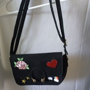 Art Deco Pop Culture Style Crossbody Black Jean Purse Handbag